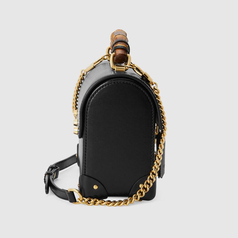 Gucci Padlock Leather Small Bamboo Shoulder Bag ?603221 Black